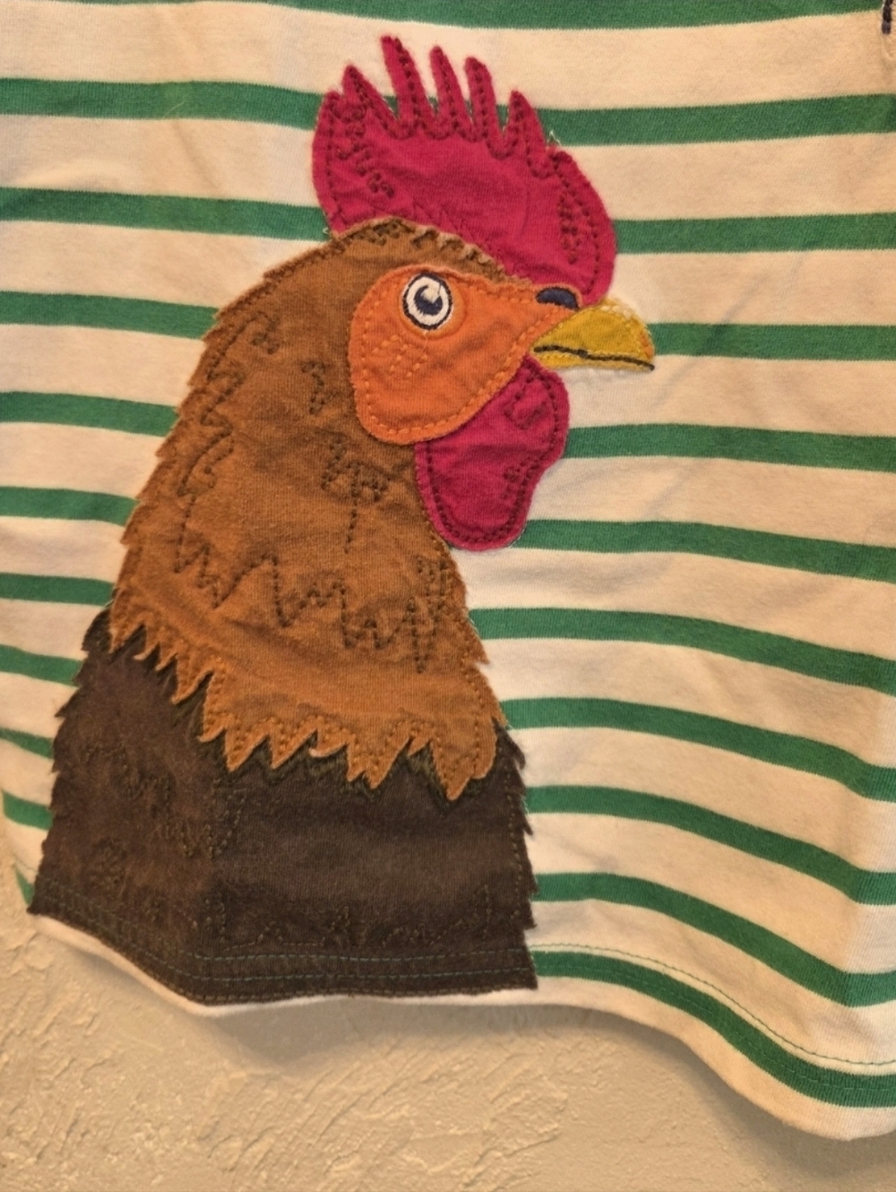 Mini Boden Chicken/Rooster Applique Striped T-Shirt 8-9 - Picture 4 of 8